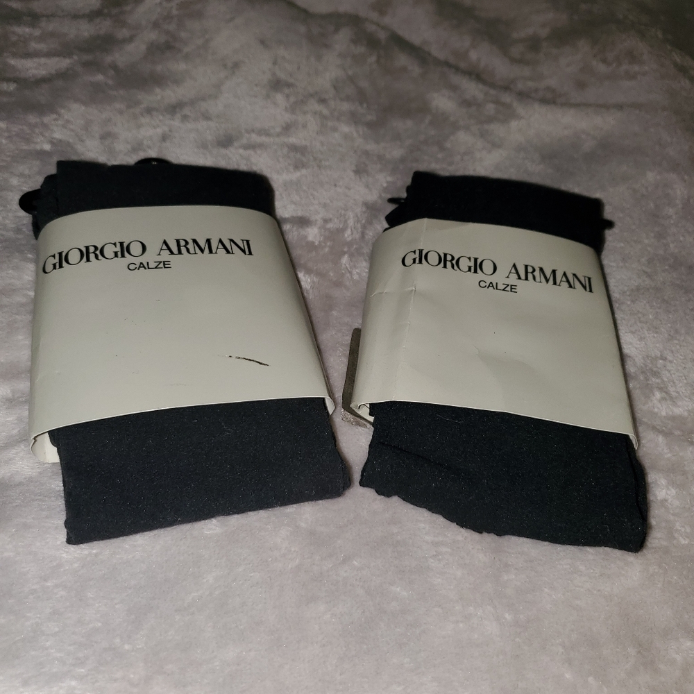 NWT Vintage Giorgio Armani Calze Control Top Black Pantyhose Set (2pc) - Picture 2 of 6